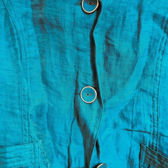 Chicos Aquamarine Linen Jacket Size 1 (Women's 8-10) - Picture 5 of 10